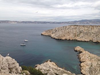 High angle view of sea against sky