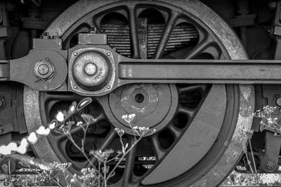 Close-up of train wheel