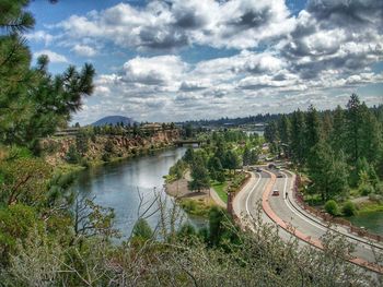 View of river against cloudy sky