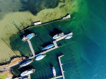 High angle view of swimming pool in lake