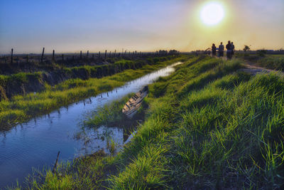 Scenic view of land during sunset