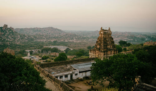 High angle view of temple against sky