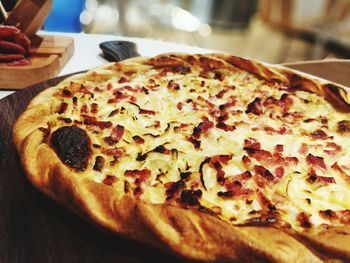 Close-up of pizza on table