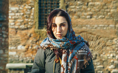 Portrait of young woman in winter