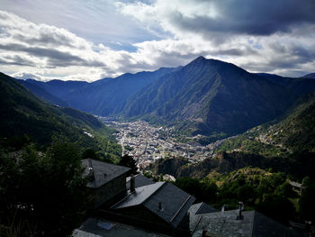 Scenic view of mountains against sky