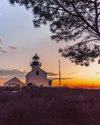 View of lighthouse against sky during sunset