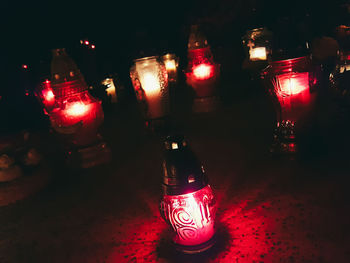 Close-up of illuminated christmas lights on table