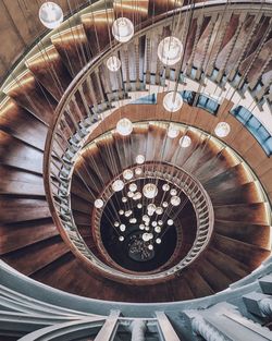 High angle view of spiral stairs