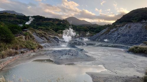 Scenic view of waterfall
