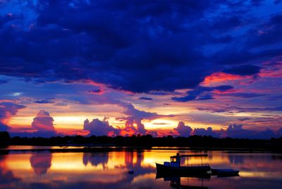 Scenic view of sunset over lake