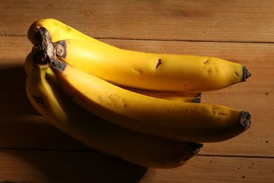 High angle view of bananas on table