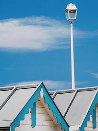 Low angle view of building against blue sky