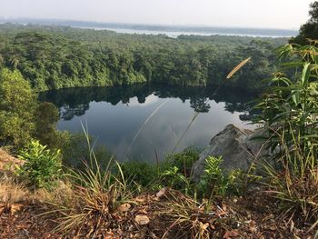 Scenic view of lake against sky