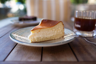 Close-up of dessert in plate on table