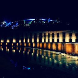 View of illuminated building