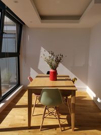 Potted plant on table at home