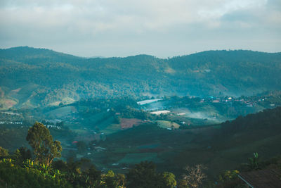 High angle view of townscape against sky