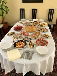 Close-up of dessert served on table