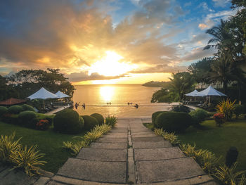 Scenic view of sea against sky during sunset