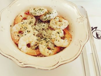 Directly above shot of food in plate