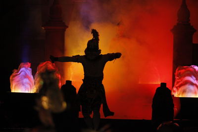 Silhouette of hanuman in the ramayana performance