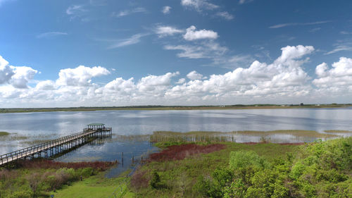 Scenic view of lake against sky