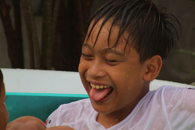 Portrait of boy smiling