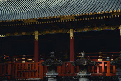 Sculpture of building at temple