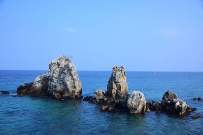 Scenic view of sea against clear sky