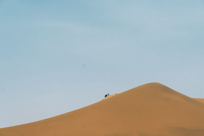 Low angle view of desert against clear sky