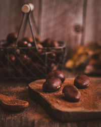 Close-up of ice cream on table