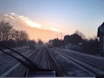 Railroad track at sunset