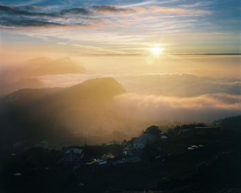 Scenic view of landscape against sky during sunset