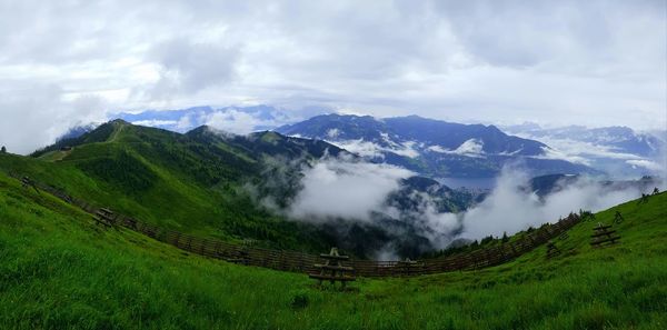 Scenic view of mountains against sky