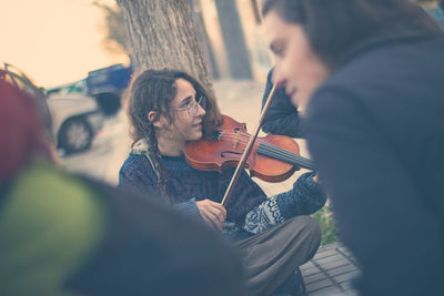 People playing outdoors