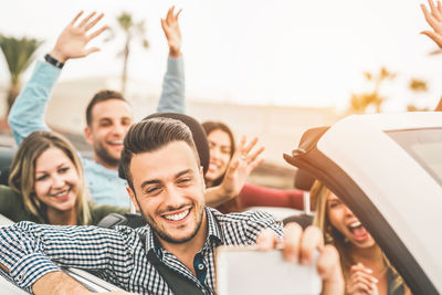 Group of people using smart phone