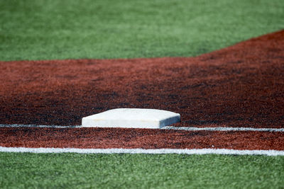 Close-up of baseball field