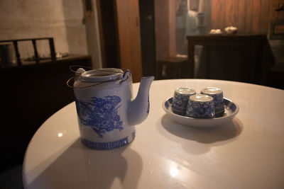 Close-up of coffee cup on table