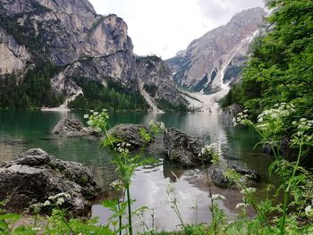 Scenic view of lake against mountains