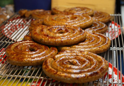 Close-up of bread on barbecue