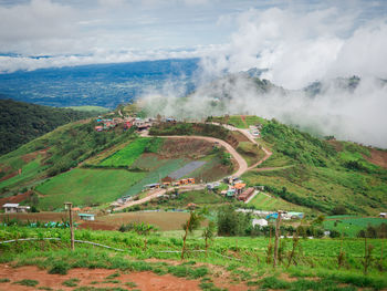 High angle view of landscape against sky