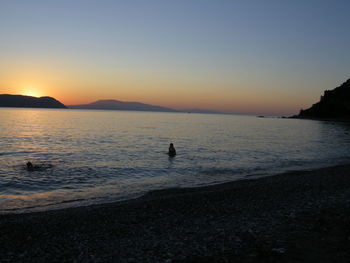 Scenic view of sea at sunset