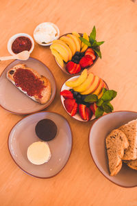 High angle view of food on table