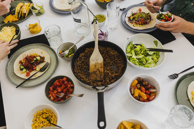 Various mexican foods on table