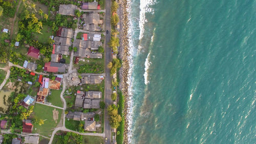 High angle view of buildings on beach