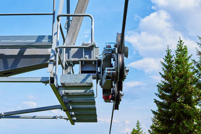 Mechanism of open cable cars lift, karpacz, poland