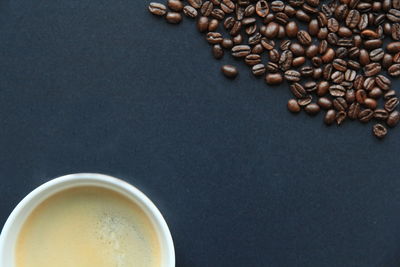 High angle view of coffee beans on table