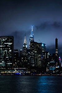 Illuminated city at night