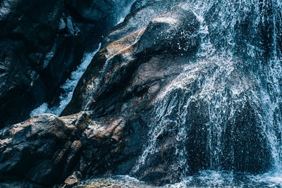 Full frame shot of rock formation in waterfall 