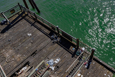 High angle view of pier over sea